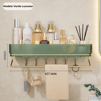 VitaDuo - Suporte Organizador Premium com Porta Toalhas + Adesivo ProFix