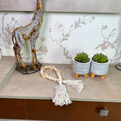 Colar de Mesa Decorativo em Madeira Bege Home