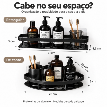 Medidas das prateleiras retangulares e de canto