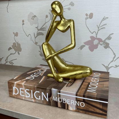 Estatueta Pensativa Dourada - Dekasa Utilidades