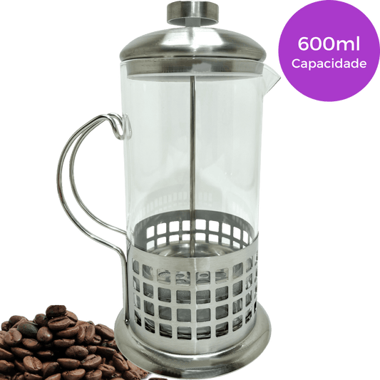 Cafeteira Prensa Francesa 600ml Aço Inox Quadrados - Dekasa Utilidades
