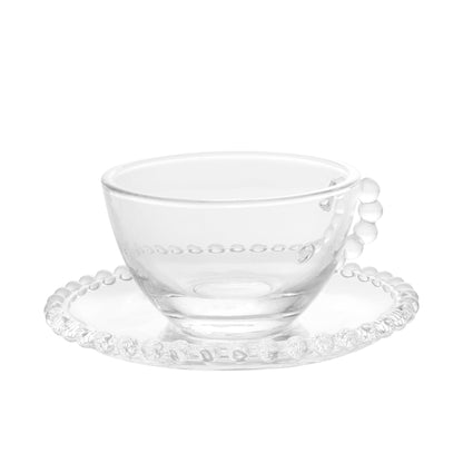 Jogo 6 Xícaras c/ Pires Bolinhas Pearl 80ml - Dekasa Utilidades