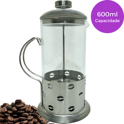 Cafeteira Prensa Francesa 600ml Aço Inox Grãos - Dekasa Utilidades
