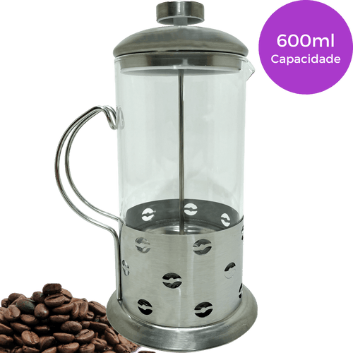 Cafeteira Prensa Francesa 600ml Aço Inox Grãos - Dekasa Utilidades