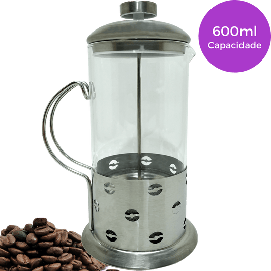 Cafeteira Prensa Francesa 600ml Aço Inox Grãos - Dekasa Utilidades