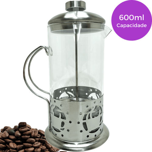 Cafeteira Prensa Francesa 600ml Aço Inox Cafés - Dekasa Utilidades