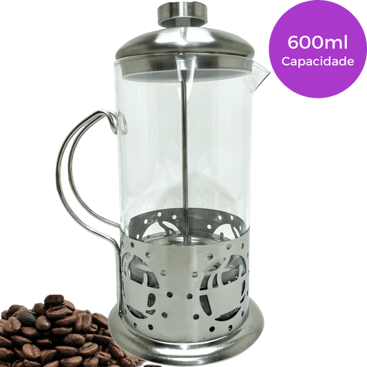 Cafeteira Prensa Francesa 600ml Aço Inox Cafés - Dekasa Utilidades