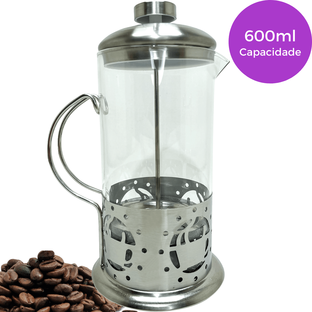 Cafeteira Prensa Francesa 600ml Aço Inox Cafés - Dekasa Utilidades