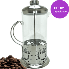 Cafeteira Prensa Francesa 600ml Aço Inox Cafés - Dekasa Utilidades