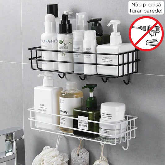 Suporte Shampoo Organizador Com Ganchos Com Adesivos
