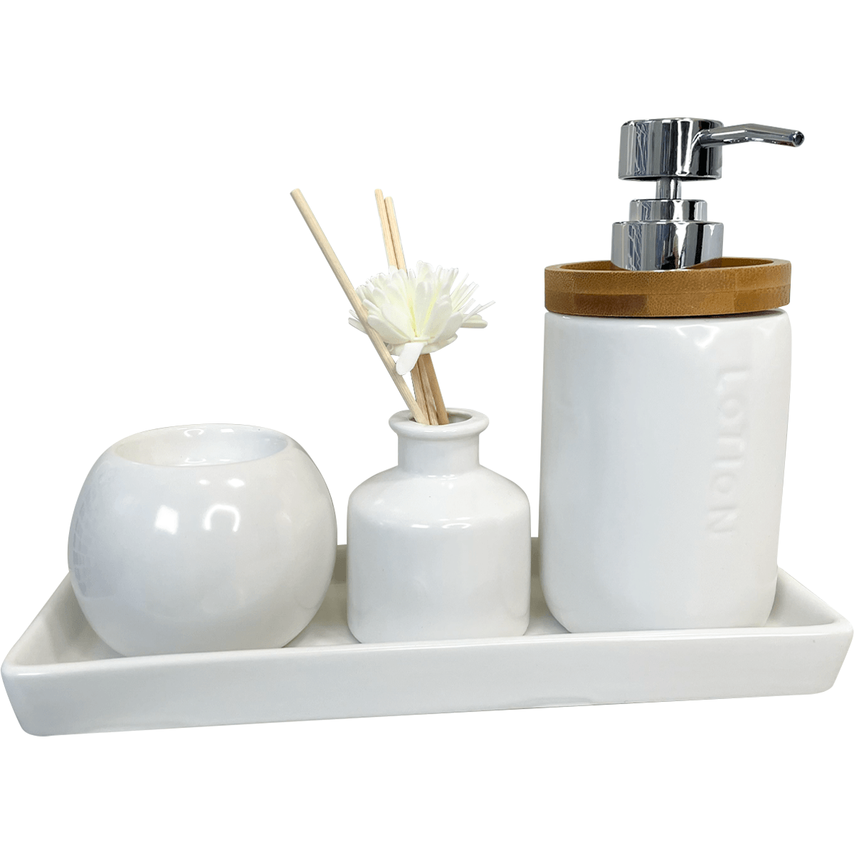 Kit Lavabo Saboneteira e Difusor 4 Peças Luxo - Dekasa Utilidades