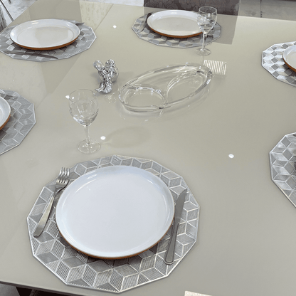 Jogo Americano 6 Peças para Mesa Posta Prata - Dekasa Utilidades