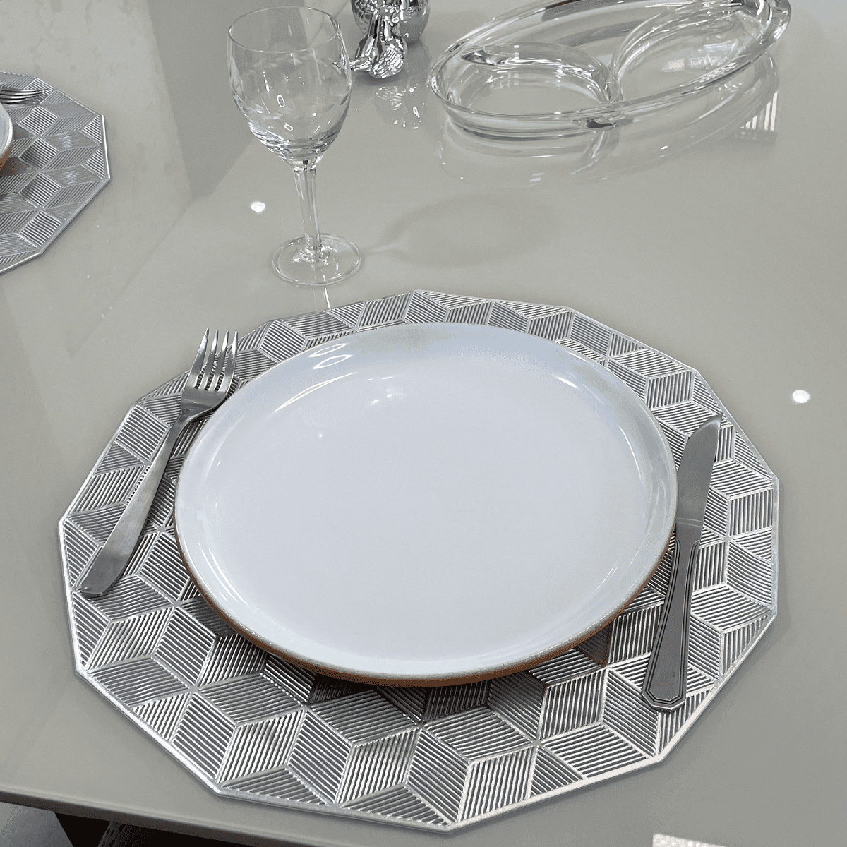 Jogo Americano 6 Peças para Mesa Posta Prata - Dekasa Utilidades