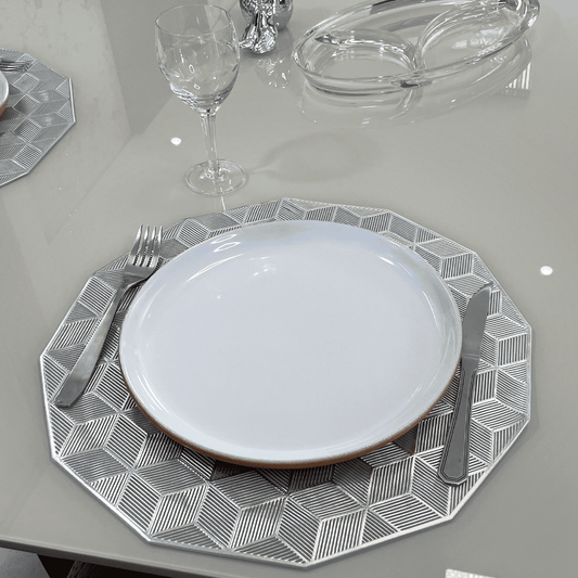 Jogo Americano 6 Peças para Mesa Posta Prata - Dekasa Utilidades