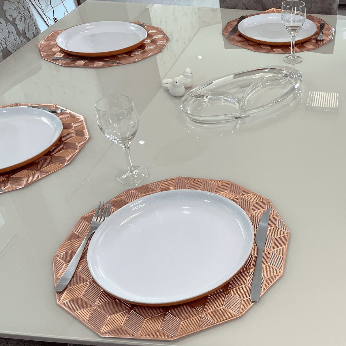 Jogo Americano 6 Peças Mesa Posta Rose Gold - Dekasa Utilidades