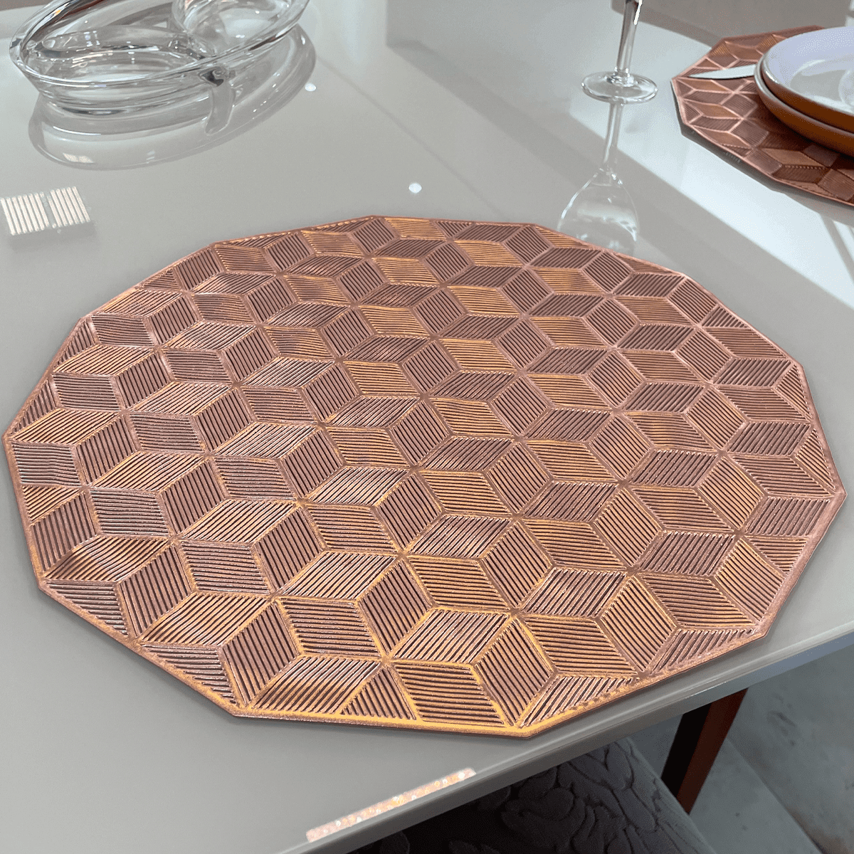 Jogo Americano 6 Peças Mesa Posta Rose Gold - Dekasa Utilidades