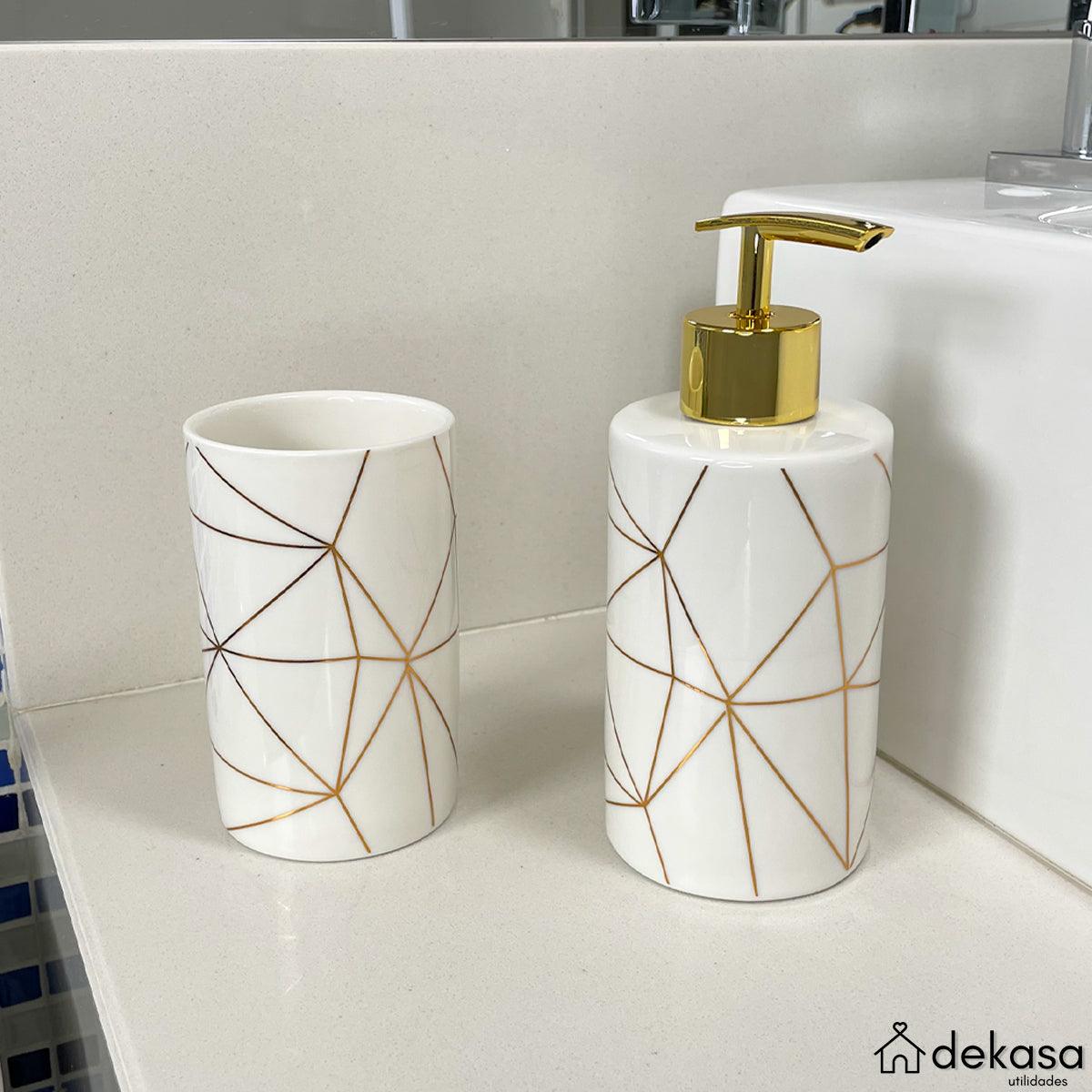 Kit de Lavabo Luxo Porcelana Cromado - Dekasa Utilidades