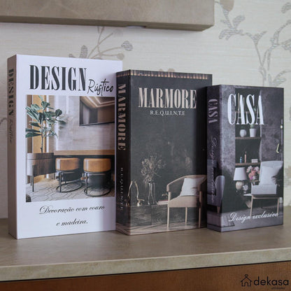 Livro Falso Decorativo Modelo Design Rústico - Dekasa Utilidades