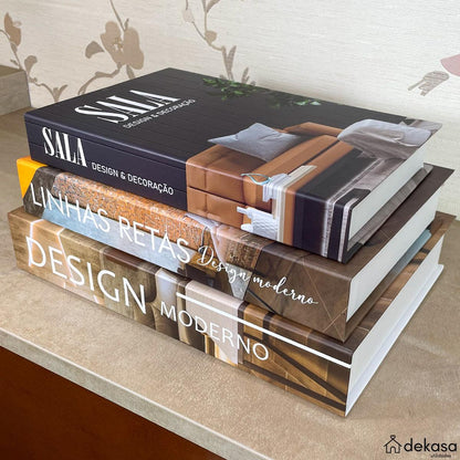 Livros Caixa Decorativo Grande Luxo - Design Moderno - Dekasa Utilidades