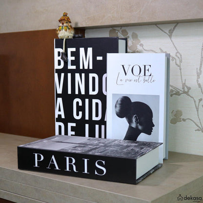Kit Caixas Livros Decorativos - Modelo Paris [Frete Grátis e Brinde] - Dekasa Utilidades