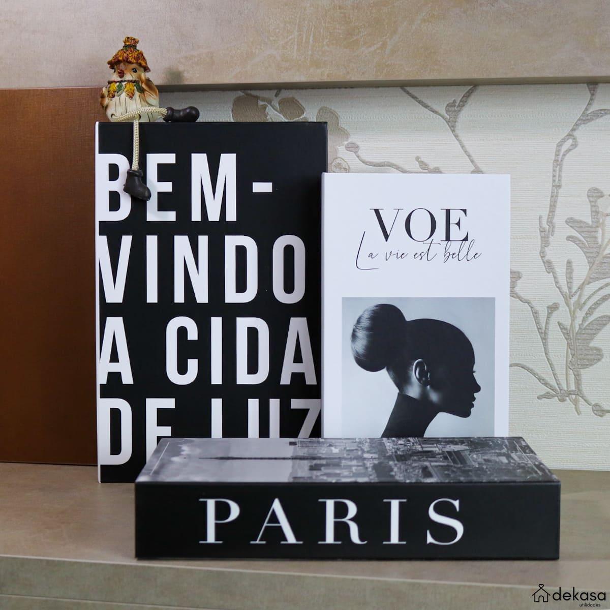 Kit Caixas Livros Decorativos - Modelo Paris [Frete Grátis e Brinde] - Dekasa Utilidades
